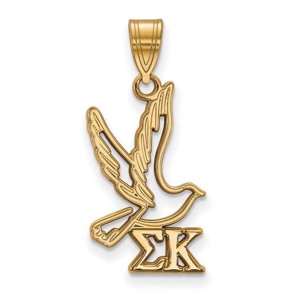 14K Plated Silver Sigma Kappa Medium Pendant - Picture 1 of 3